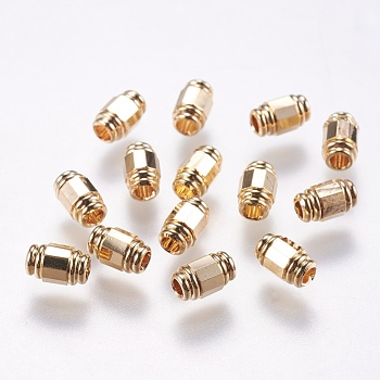 Brass Beads, Oval, Real 18K Gold Plated, 6x4mm, Hole: 2mm