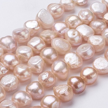 Natural Cultured Freshwater Pearl Beads Strands, Nuggets, Saddle Brown, 12~13x10~11x6~9mm, Hole: 0.5mm, about 34pcs/strand, 14 inch