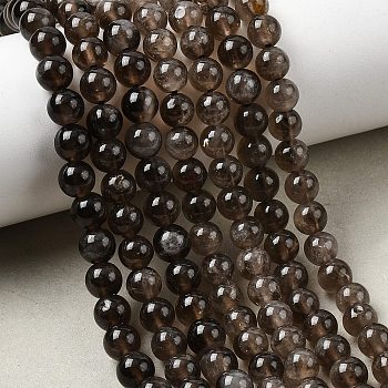 Natural Smoky Quartz Beads Strands, Round, Grade AB, 6~6.5mm, Hole: 0.9~1mm, about 63~67pcs/strand, 14.80~15.12''(37.6~38.4cm)