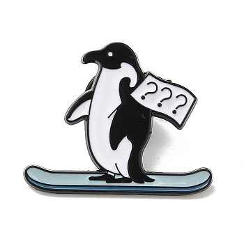 Animal Enamel Pins, Black Alloy Brooch for Backpack Clothes, Penguin, 24.5x30x1.5mm