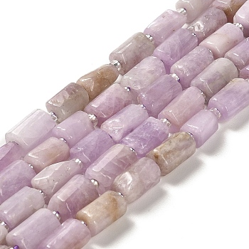 Natural Kunzite Beads Strands, with Seed Beads, Faceted, Column, 8.5~11x5.5~6.5mm, Hole: 1mm, about 14~15pcs/strand, 7.48''(19cm)