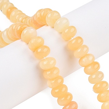 Natural Yellow Jade Beads Strands, Rondelle, 10x6mm, Hole: 1mm, about 34pcs/strand, 7.87''(20cm)