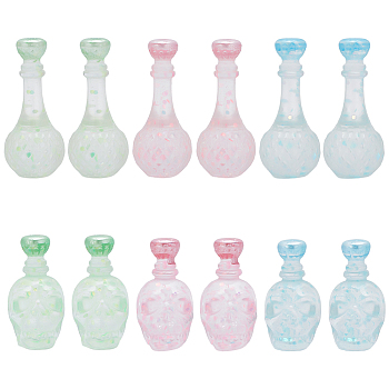 Olycraft 48Pcs 6 Styles Dummy Bottle Transparent Resin Cabochon, with Sequins, Mixed Color, 27~34.5x14.5~18.5mm, 8pcs/style