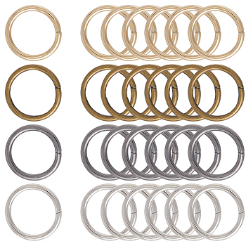 40Pcs 4 Styles Iron Quick Link Connectors, Round Ring, Mixed Color, 32x3.5~3.8mm, Inner Diameter: 25mm, 10pcs/style
