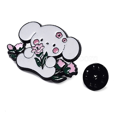 Flower Rose Dog Enamel Pin(JEWB-P033-01B)-3