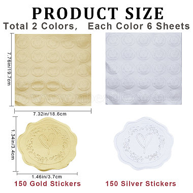12 Sheets 2 Colors Paper Adhesive Flower Wax Seal Stickers(STIC-CP0001-12)-2