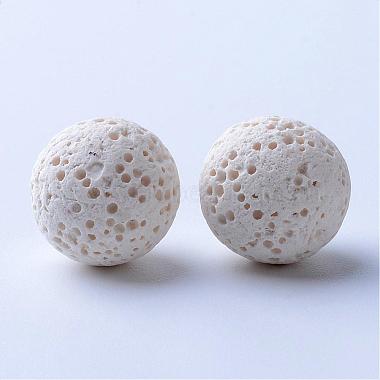 14mm White Round Lava Beads