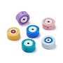 Silicone Tooth Gel Beads, Evil Eye Beads, Flat Round, for DIY Teethers, Baby Toy, Mixed Color, 19x9.5mm, Hole: 2mm
