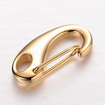 304 Stainless Steel Keychain Clasp Findings, Self Closing Clasps, Ion Plating (IP), Golden, 15~16x7x4mm, Hole: 2x3mm(STAS-I045-01B)