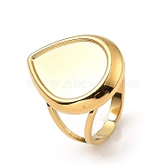 304 Stainless Steel Open Cuff Pad Ring Settings, Teardrop, Real 18K Gold Plated, US Size 6 1/2(16.9mm), 3~23.5mm, Tray: 19x14mm(RJEW-Z018-40G)
