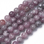 Natural Lepidolite/Purple Mica Beads Strands, Round, 8mm, Hole: 1mm, about 51pcs/strand, 15.9 inch(40.5cm)(X-G-G770-04A-8mm)