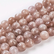 Natural Sunstone Beads Strands, Round, Sandy Brown, 14mm, Hole: 1mm; about 14pcs/strand, 7.8 inch(X-G-G099-14mm-14)