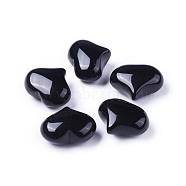 Natural Black Onyx Heart Love Stone, Pocket Palm Stone for Reiki Balancing, 20x25x11~13mm(G-F659-A21)