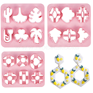3Pcs 3 Style Leaf/Flower/Cactus ABS Plastic Plasticine Tools, Clay Dough Cutters, Moulds, Modelling Tools, Modeling Clay Toys for Children, Mixed Shapes, 10x10cm, 1pc/style(CELT-GF0001-02)