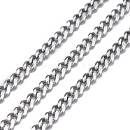 3.28 Feet 304 Stainless Steel Twisted Chains, Curb Chain, Diamond Cut Chains, Unwelded, Stainless Steel Color, 4x3x0.8mm(X-CHS-K010-02P)