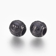 316 Surgical Stainless Steel European Beads, Large Hole Beads, Rondelle with Constellations Gemini, Gunmetal, 10x9mm, Hole: 4mm(STAS-F195-128B-12)