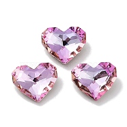 Glass Rhinestone Cabochons, Point Back & Back Plated, Faceted, Heart, Light Rose, 8.5x10x4mm(RGLA-G020-04D-D123)