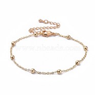 Brass Cable Chain Bracelets, with Beads and Lobster Claw Clasps, Packing Bo, Real 18K Gold Plated, 7-7/8 inch(20cm), 1.5mm(X-BJEW-JB04528-02)
