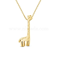 SHEGRACE 925 Sterling Silver Pendant Necklaces, Giraffe, Golden, 15.7 inch(40cm)(JN239C)
