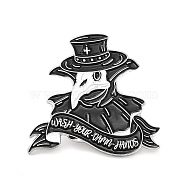 Plague Doctor Enamel Pin, Platinum Alloy Brooch for Clothes Backpack, Black, 29x30x1.5mm(JEWB-I022-11C-P)