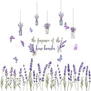 PVC Wall Stickers, for Wall Decoration, Butterfly Lavender Flower Pattern & Word the frangrance of the, Lilac, 390x900mm, 2sheets/set(DIY-WH0228-333)