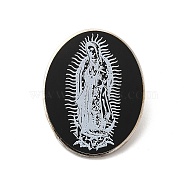 Oval with Virgin Mary Alloy Brooch for Backpack Clothes, Black, 30x23.5x2mm(JEWB-G020-05P)