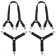 AHADEMAKER Bed Sheet Holder Straps, with Iron Clip, Adjustable Bed Sheet Fastener and Elastic Mattress Sheet Clips Suspenders Gripper, Black, Platinum, 165~1400x25~350x0.8mm(AJEW-GA0004-93)
