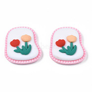 Opaque Resin Cabochons, Flower, Pink, 25x23.5x8.5mm(CRES-S308-035)