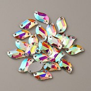 Sew on Rhinestones, Glass Rhinestone, 2-Holes Links, Garment Accessories, S Shape, Crystal AB, 20x10x4mm, Hole: 1.2mm(GLAA-WH0023-24B)