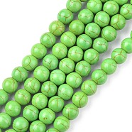Synthetic Turquoise Beads Strands, Dyed, Round, Lime Green, 8mm, Hole: 1mm, about 50pcs/strand, 15.35 inch(X-TURQ-G106-8mm-02B)