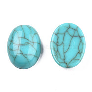 Acrylic Cabochons, Imitation Gemstone Style, Oval, Medium Turquoise, 16x12x5mm(SACR-N016-02C-01)