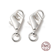 925 Sterling Silver Lobster Claw Clasps, with Jump Rings and 925 Stamp, Silver, 11x6.5x2.5mm(STER-D006-21S)