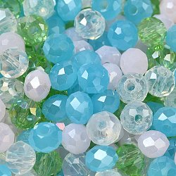 Glass Beads, Faceted, Rondelle, Azure, 6x5mm, Hole: 1mm, about 280pcs/60g(EGLA-A034-SM6mm-50)