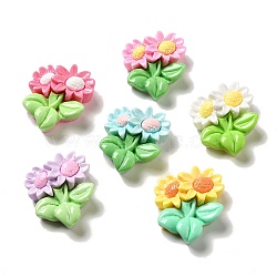 Flower Theme Opaque Resin Decoden Cabochons, Sunflower, Mixed Color, 27.5x23.5x7mm(RESI-C044-02)
