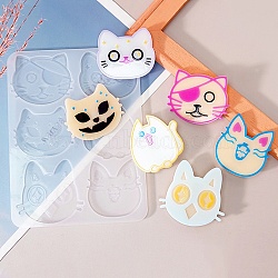 Animal Hair Clips Cabochon Silicone Molds, Resin Casting Molds, for UV Resin & Epoxy Resin Jewelry Making, Cat Shape, 150x112x4.8mm, Inner Diameter: 35~46x44~54mm(DIY-Q033-03B)