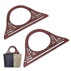 Wooden D-shaped Bag Handles, Hollow-out Flower Pattern, Coconut Brown, 13.4x24.9x0.45cm(WOOD-WH0124-23)