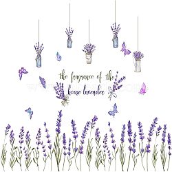 PVC Wall Stickers, for Wall Decoration, Butterfly Lavender Flower Pattern & Word the frangrance of the, Lilac, 390x900mm, 2sheets/set(DIY-WH0228-333)