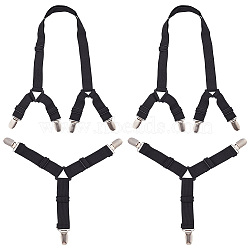 AHADEMAKER Bed Sheet Holder Straps, with Iron Clip, Adjustable Bed Sheet Fastener and Elastic Mattress Sheet Clips Suspenders Gripper, Black, Platinum, 165~1400x25~350x0.8mm(AJEW-GA0004-93)