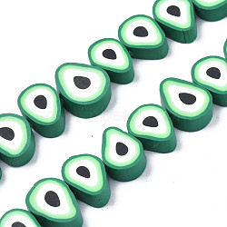 Handmade Polymer Clay Bead Strands, Avocado Slice, Sea Green, 9~11.5x8~11x4mm, Hole: 1.6mm, about 36~40pcs/strand, 12.60 inch~12.80 inch(32~32.5cm)(CLAY-S091-004A-01)