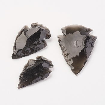 Natural Obsidian Home Display Decorations, Hammered Arrowhead, 18~40x12~26x4~14mm