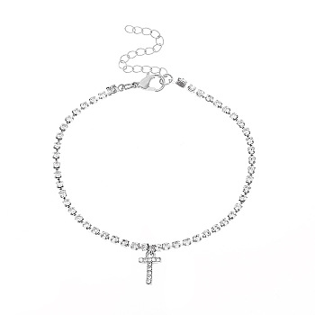 Fashionable and Creative Rhinestone Anklet Bracelets, English Letter T Hip-hop Creative Beach Anklet for Women