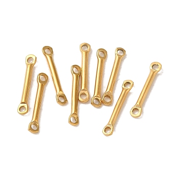 Ion Plating(IP) 304 Stainless Steel Links, Bar Connector Charms, Real 18K Gold Plated, 15x2.5x1.5mm, Hole: 1.4mm
