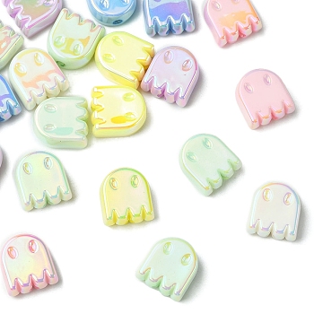 20Pcs UV Plating Acrylic Beads, Iridescent, Ghost, Mixed Color, 14x12mm