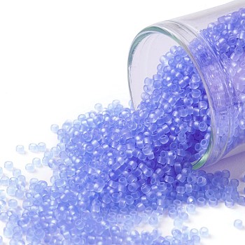 TOHO Round Seed Beads, Japanese Seed Beads, (13F) Transparent Frost Light Sapphire, 15/0, 1.5mm, Hole: 0.7mm, about 15000pcs/50g