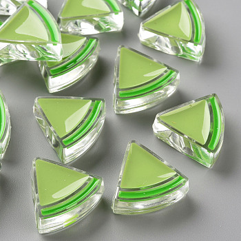 Transparent Enamel Acrylic Beads, Watermelon, Yellow Green, 23.5x25.5x9mm, Hole: 3.5mm