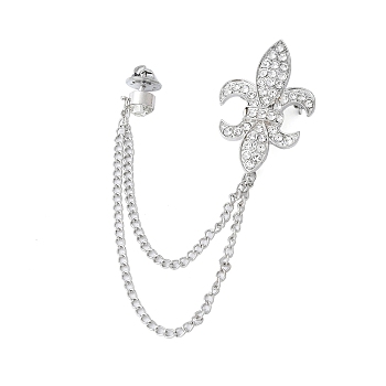 Vintage Fleur De Lis Alloy Hanging Chain Brooches, Cardigan Collar Clip, Platinum, 160mm