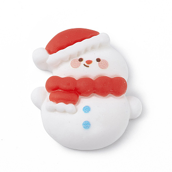 Christmas Theme Opaque Resin Cabochons, for DIY Jewelry Making, Snowman Pattern, 25x22x6mm