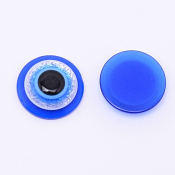 Transparent Flatback Resin Cabochons, Flat Round, Royal Blue, 19.5x5mm