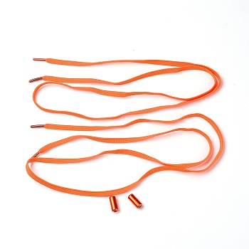 Spandex High Elastic Yarn Shoelaces, with Aluminum Buckles, Flat, Dark Orange, 18~1020x6~8x1.5~8mm, 4pcs/set