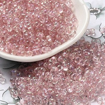Glass Seed Beads, Peanut, Pale Violet Red, 5.5~6x3~3.5x3mm, Hole: 1~1.2mm